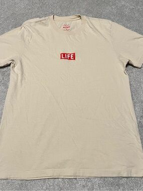 Altru Cream Short Sleeve T-Shirt with Red LIFE Logo